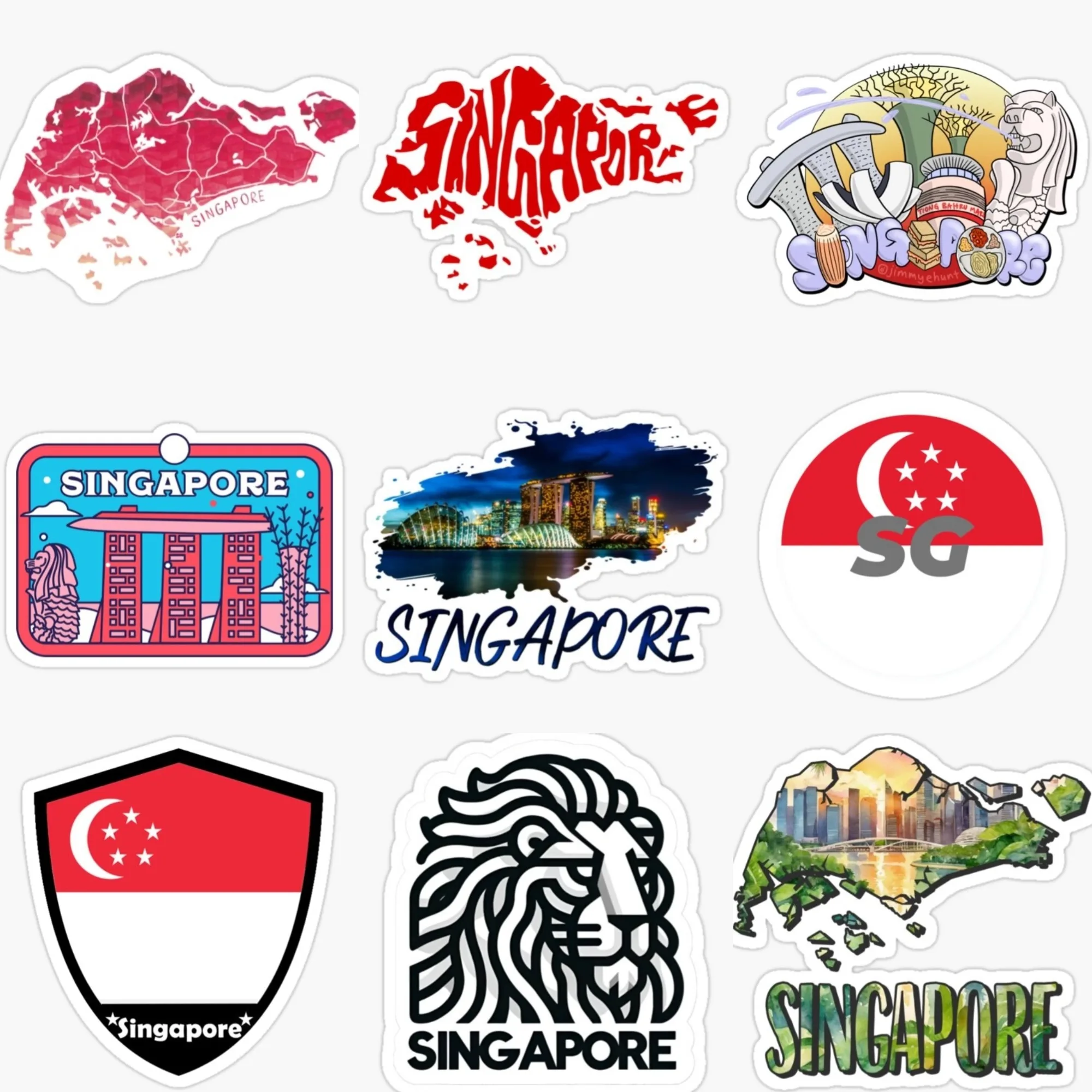Car Accessories Singapore - Singapore SG Flag Map Merlion Emblem