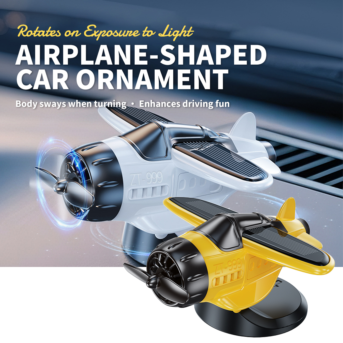 Car Accessories Etsy - Motor Solar Airplane Ornaments 360° Rotary