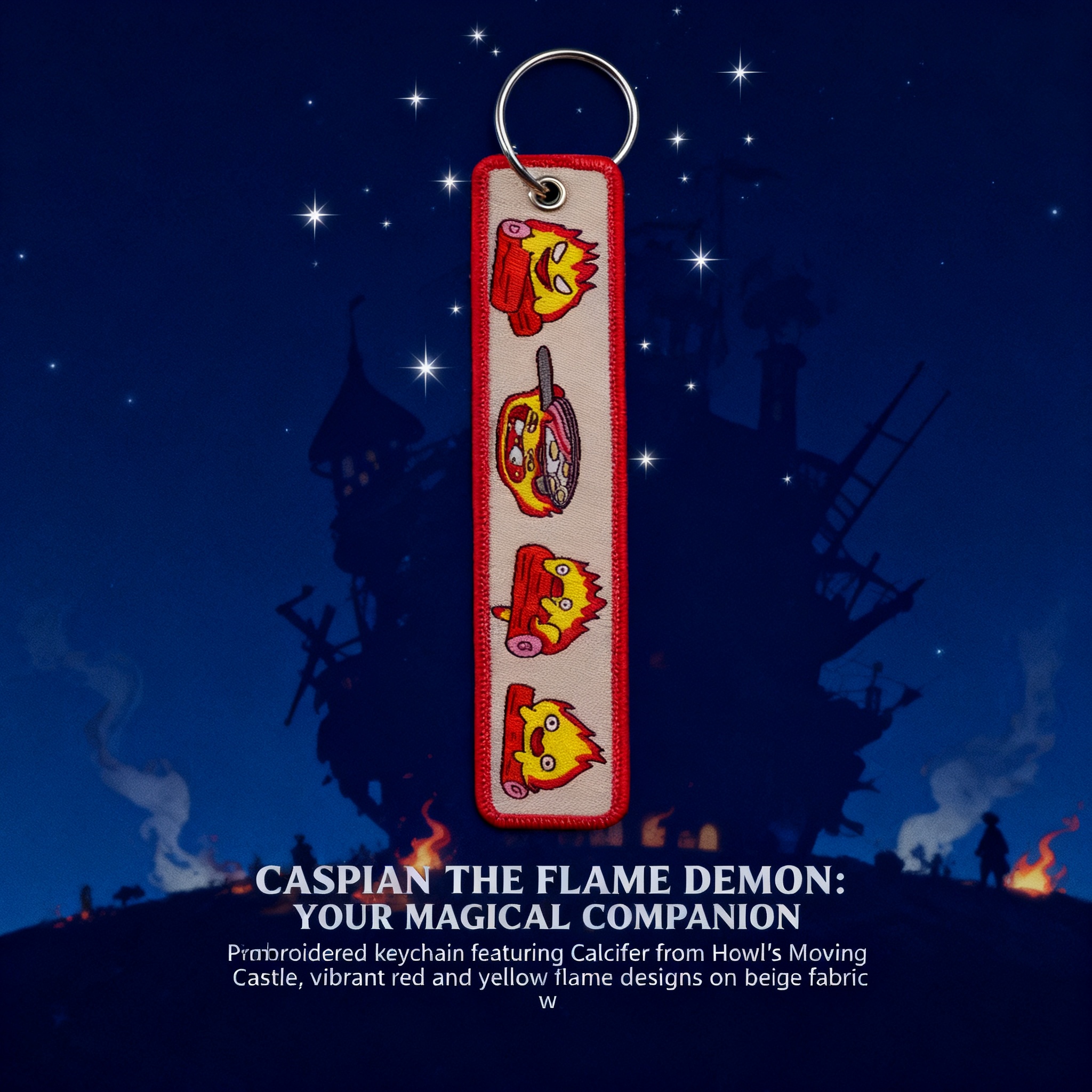 Car Accessories Japan - Anime Fire Embroidery Key Fobs Cute