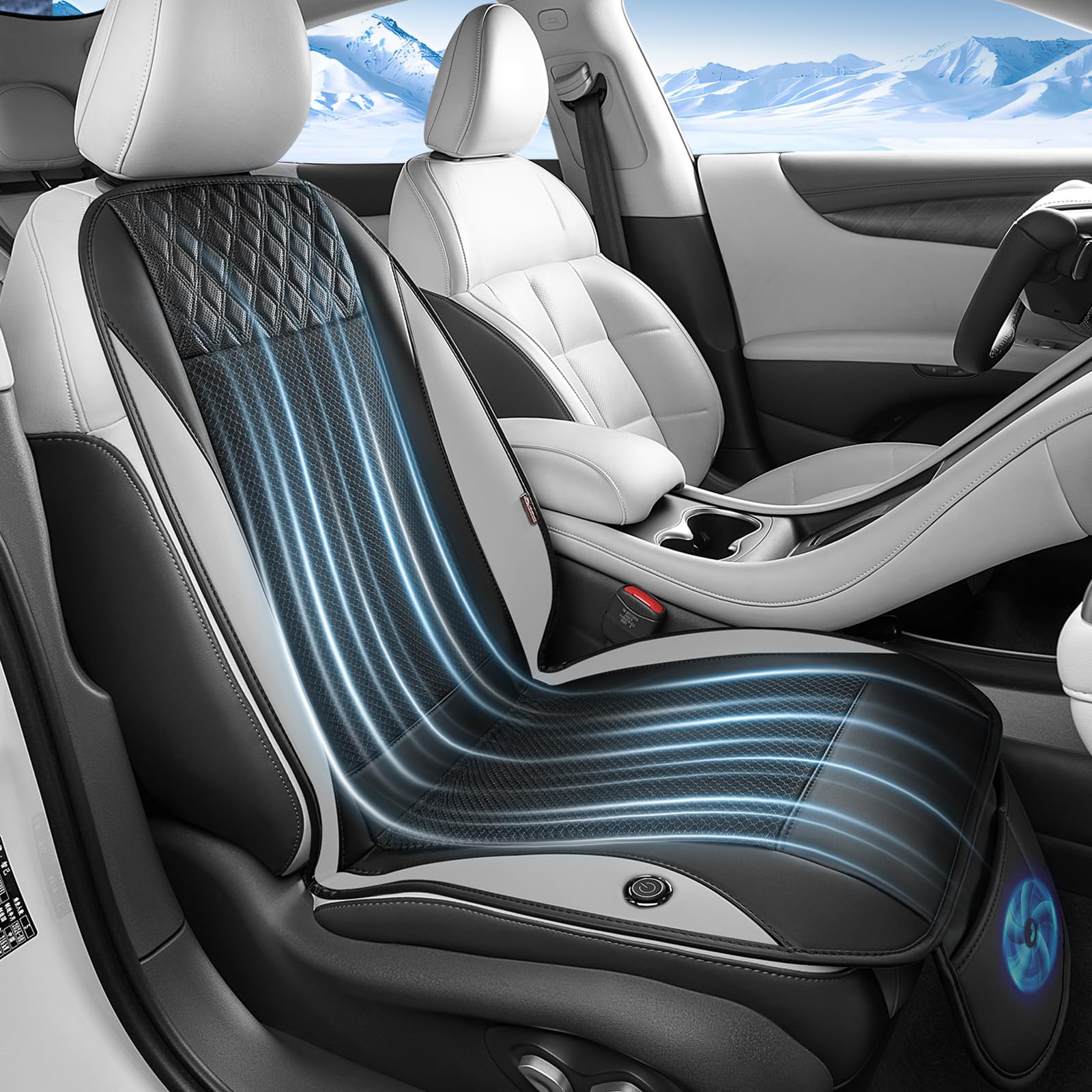 Leather Car Seat Cover - Cooling Car Seat Cover With 3-Speed