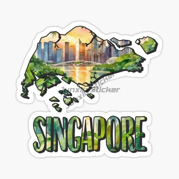 Singapore SG Flag Map Merlion  - مراجعة Car Accessories Singapore وسعره