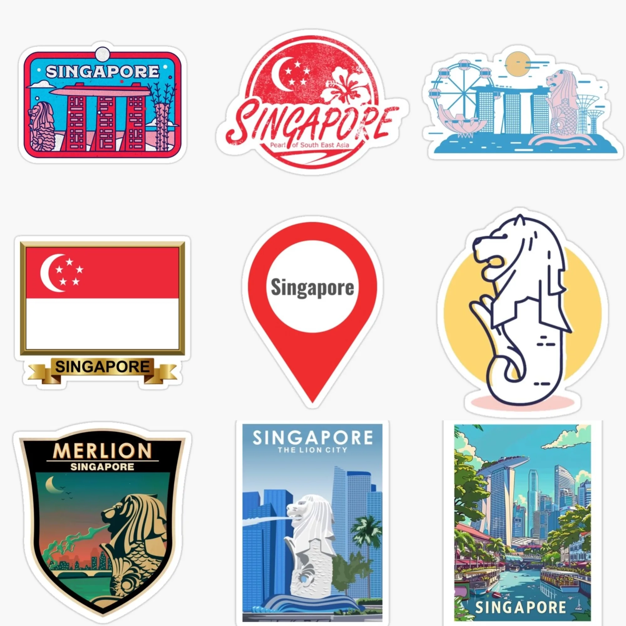 Singapore Flag Map Merlion Sce - مراجعة Car Accessories Singapore وسعره