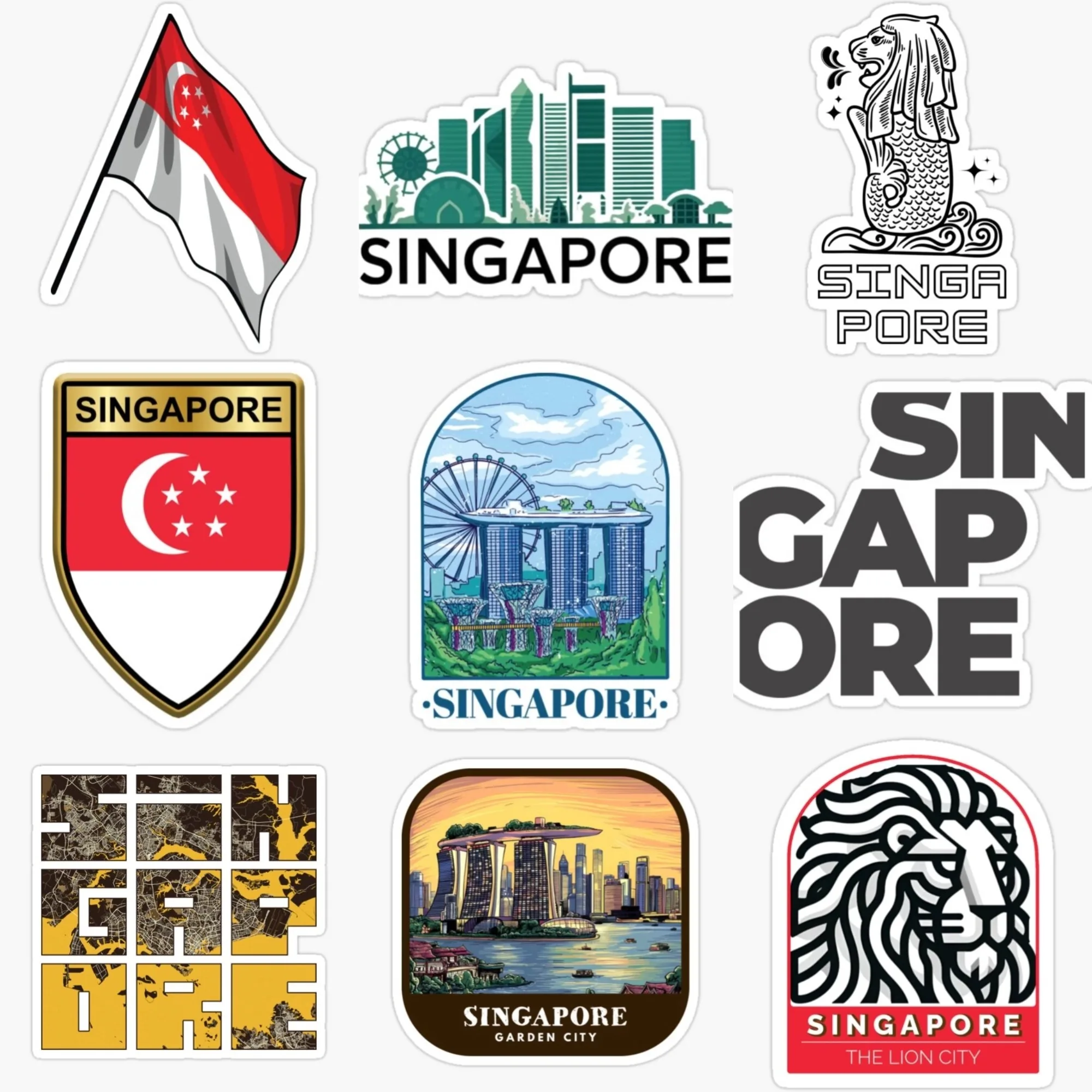 Singapore Flag Map Merlion Sce - مراجعة Car Accessories Singapore وسعره
