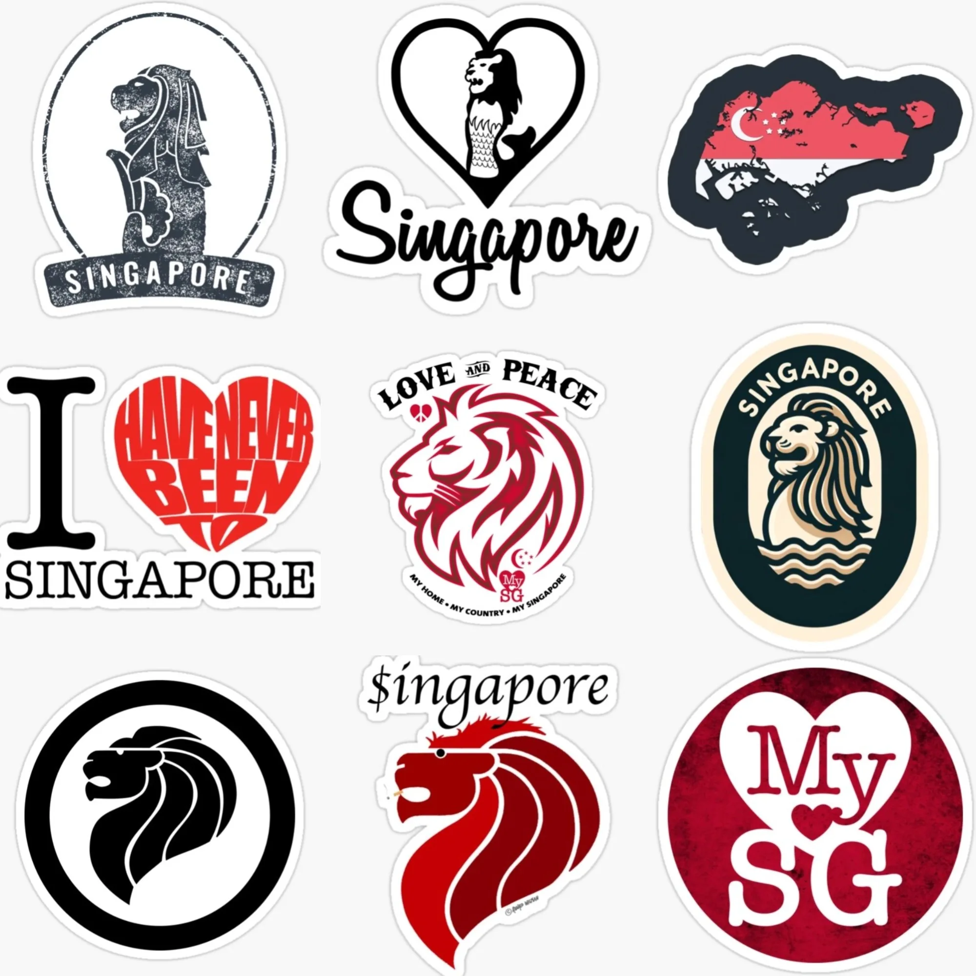 Singapore SG Flag Map Merlion  - مراجعة Car Accessories Singapore وسعره