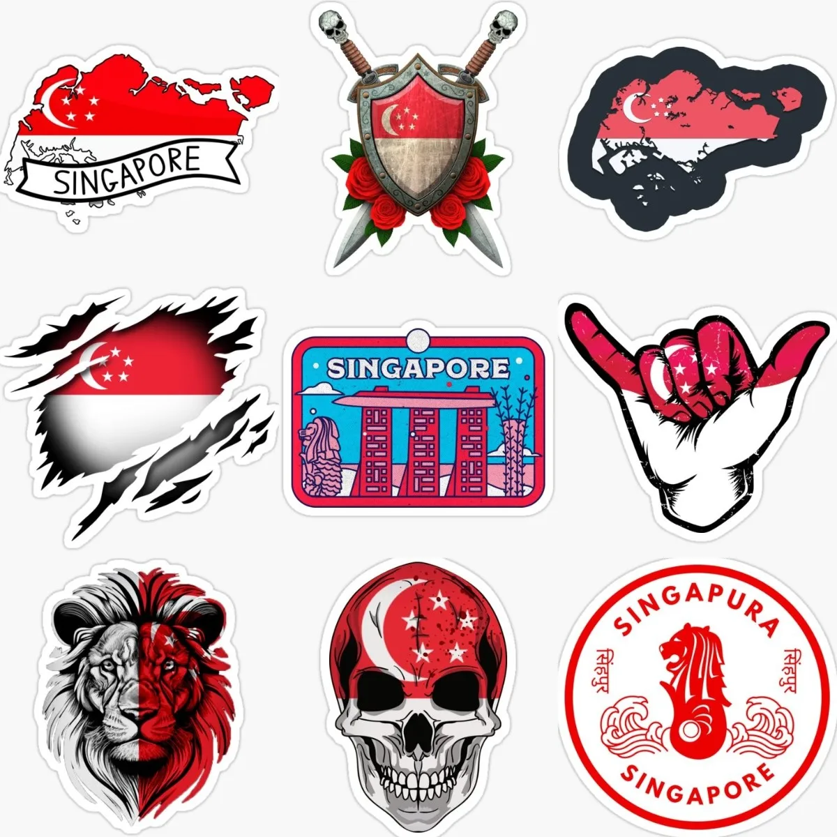 Singapore Flag Map Lion Creati - مراجعة Car Accessories Singapore وسعره