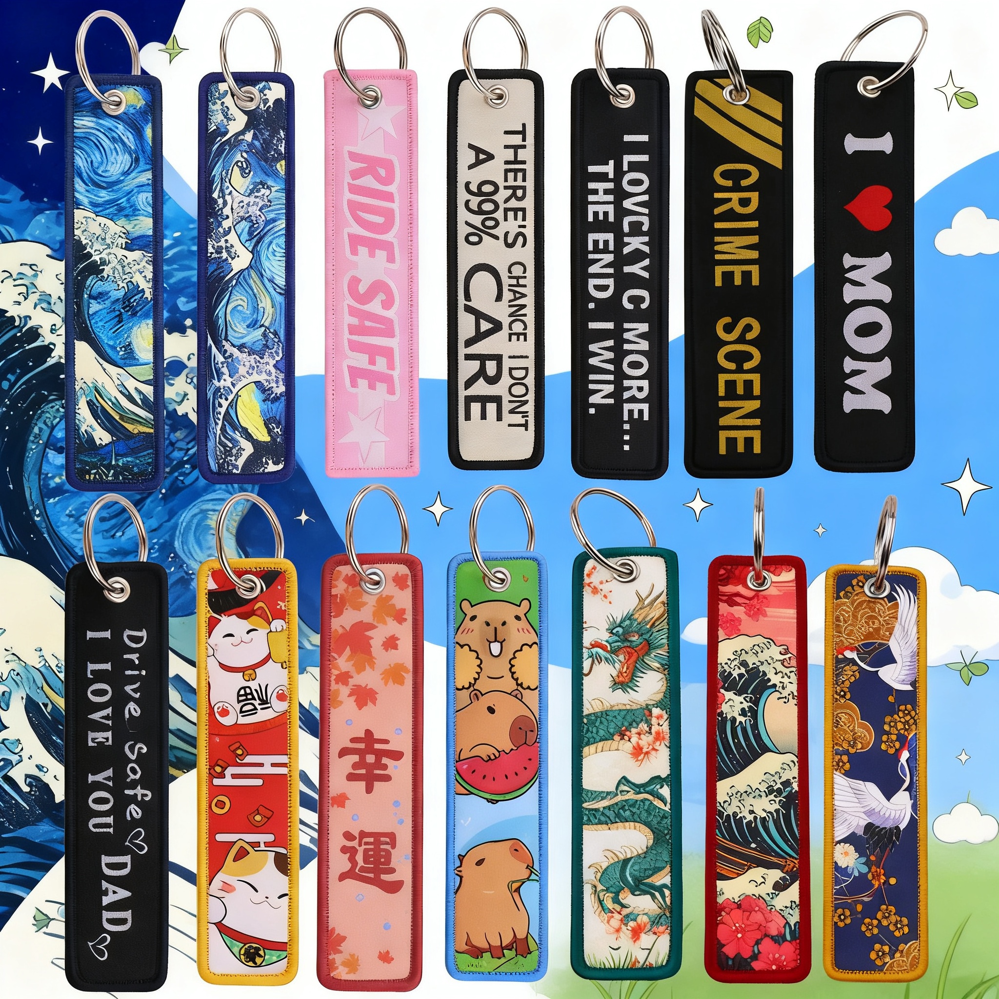 Van Gogh Embroidery Key Fobs K - مراجعة Car Accessories Japan وسعره