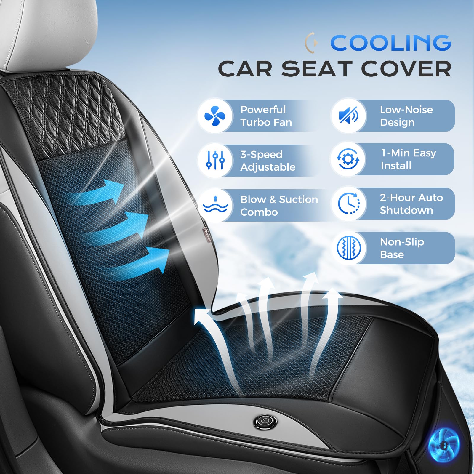 Cooling Car Seat Cover With 3- - مراجعة Leather Car Seat Cover وسعره
